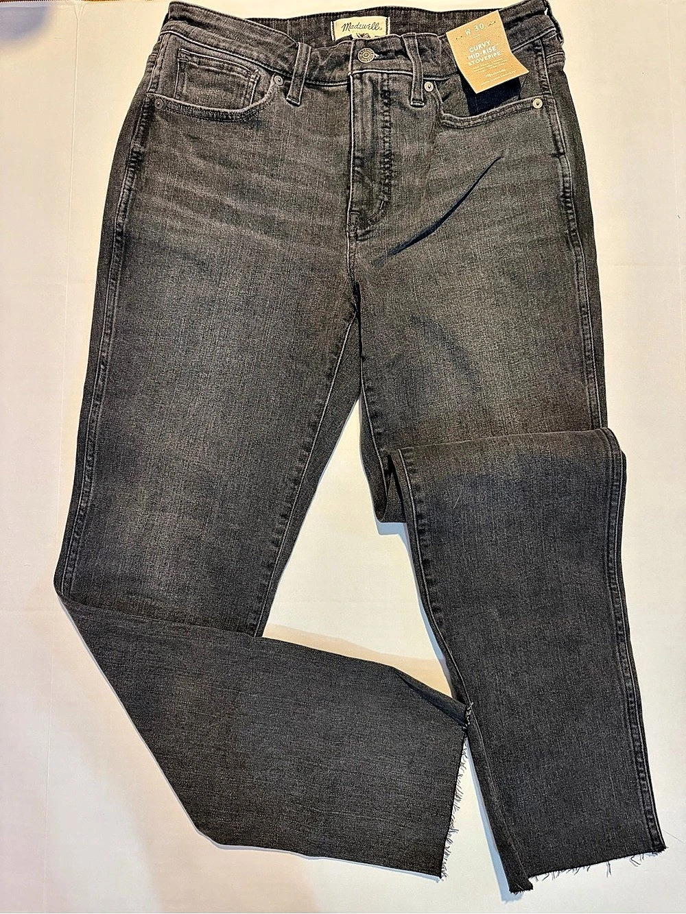Madewell Curvy Mid-Rise Stovepipe Gray Jeans Waist 30 NWT